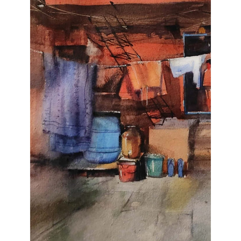 La vie dans les boîtes - routine quotidienne | Aquarelle sur papier | Par Purendrakumar Deogirkar