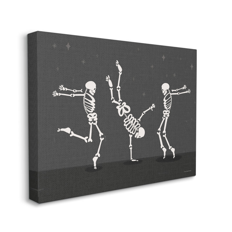 "Three Dancing Skeletons", art mural sur toile par Lady Louise Designs, H 16 po x l 20 po x P 1,5 po