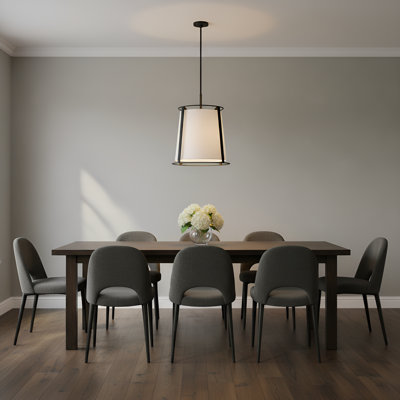 Scott Living Cortes 2 Light Dining Room Pendant In Midnight Black Finish With White Linen Shade