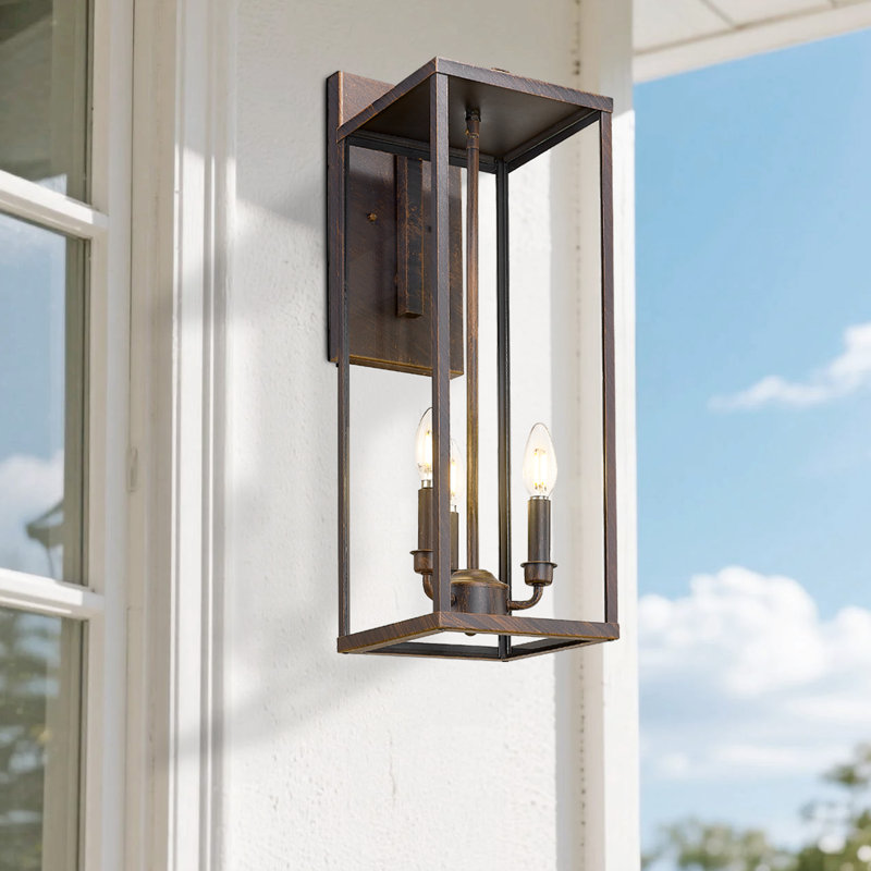Outdoor Wall Light, 24 Inch Modern Exterior Wall Sconce With Clear Glass, Weather Resistant Outside Lights For House,Front Porch, Patio,Entryway(Oil Rubbed Bronze)(Set Of 2)