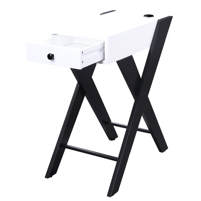 Table d'appoint rectangulaire moderne avec tiroir élégant - blanc / noir