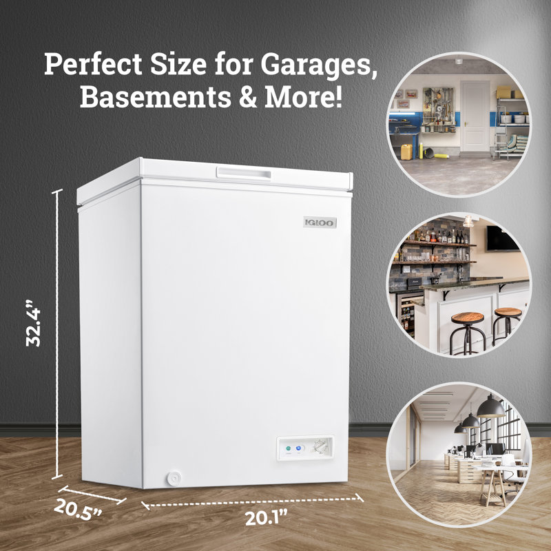 Igloo 3.5 cu. ft. Garage Ready Chest Freezer with Adjustable Temperature Controls, White