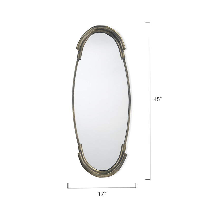Margaux Oval Metal Mirror, Antique Silver