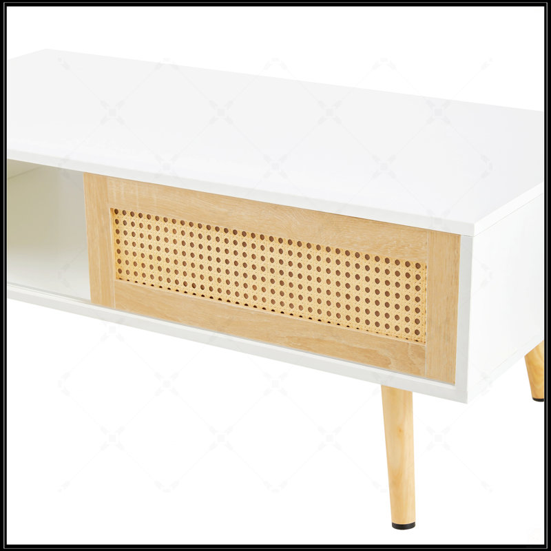 Table basse en rotin 41,34 po, Blanc