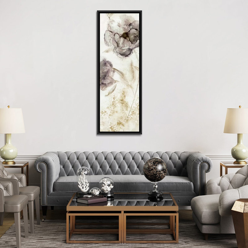 «Dawn Peony», reproduction sur toile, H 72 po x l 24 po x P 1,5 po, Toile avec cadre noir