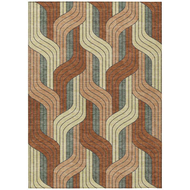 Machine Washable Indoor/Outdoor Lockway ACN2422 Mid-Century Modern Rug, Rectangle 5' x 7'6"