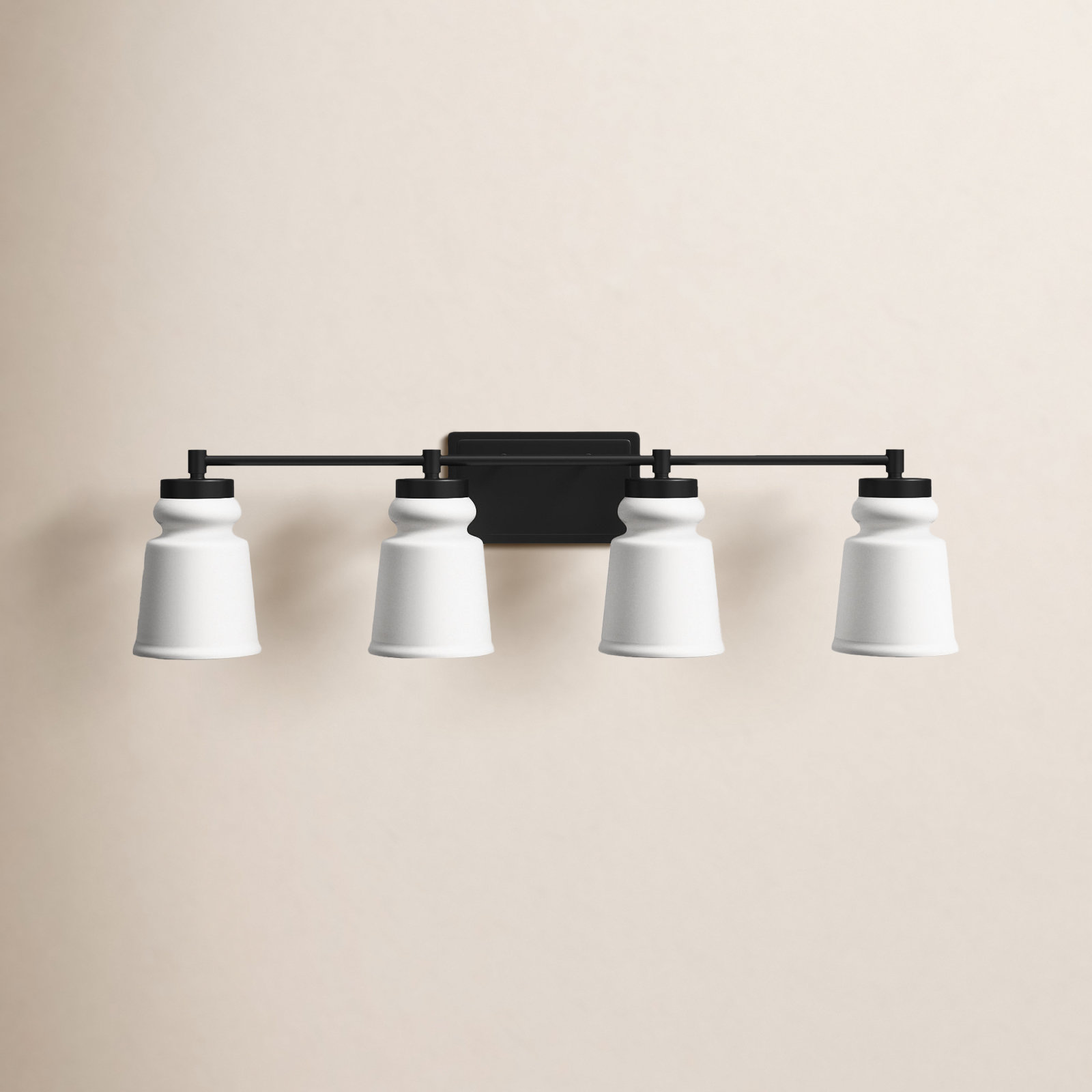 Gruene 4 Light Frosted Dimmable Vanity Light, Matte Black