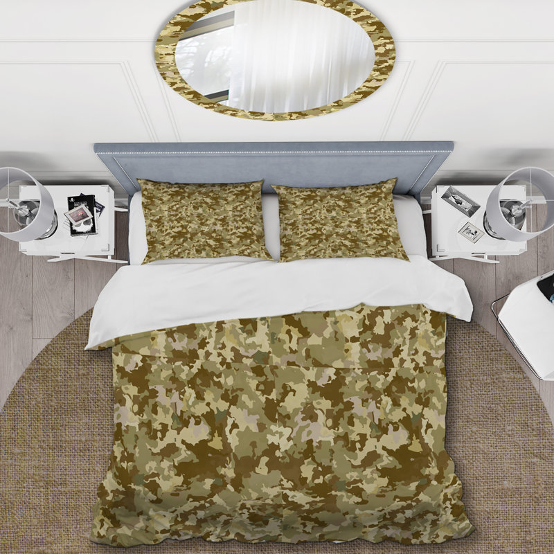 Ensemble de housse de couette en microfibre brun / vert 3 pièces