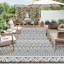 Tapis de camping, tapis de plage, tapis d'extérieur en paille de plastique noir et blanc Boho-482687809