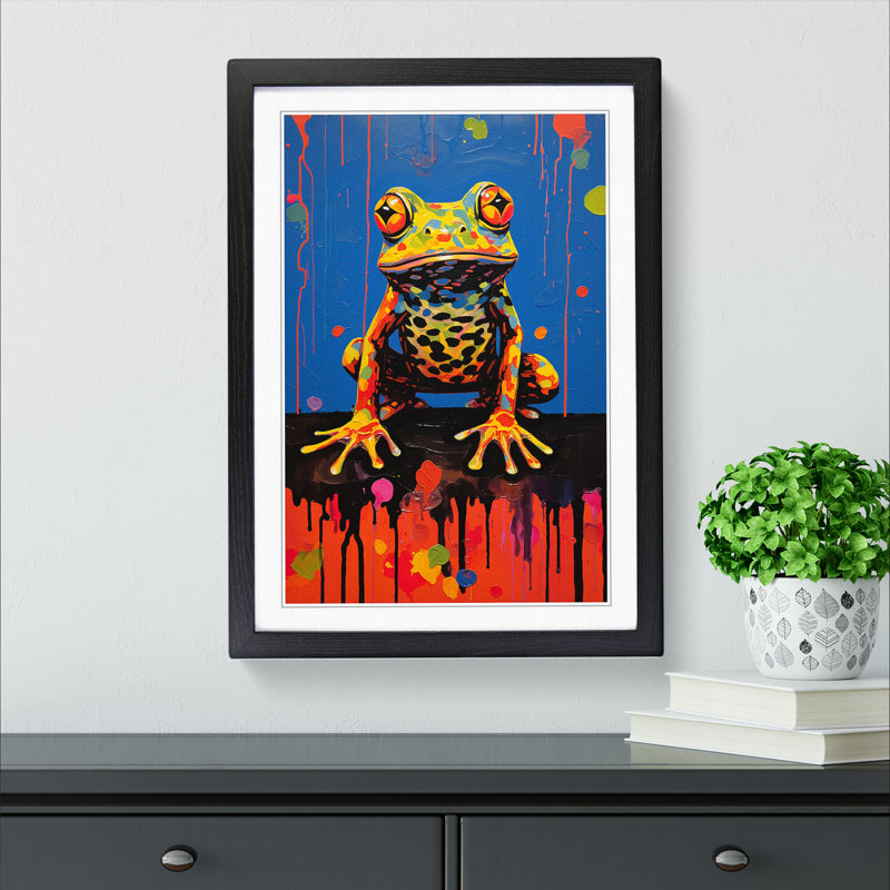 Frog Expressionism No.2 - Framed Print, 64cm H x 46cm W x 2cm D, Black