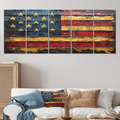 Le drapeau de la Constitution des États-Unis. I - USA Patriotist Wall Art - ensemble d'art mural moderne 5 pièces