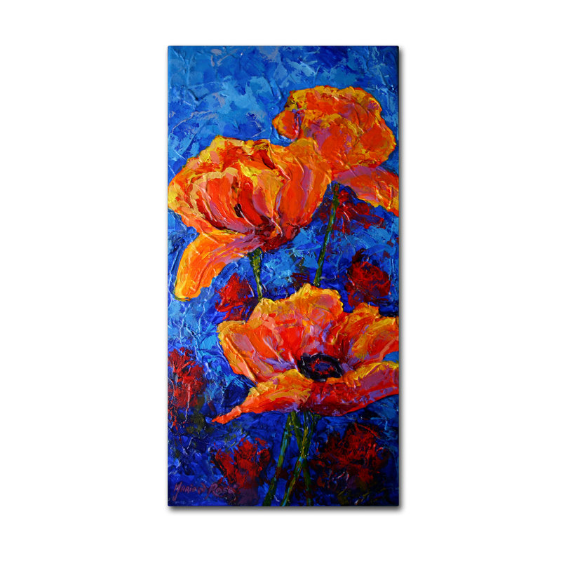 «Poppies II» par Kucera, reproduction sur toile tendue, H 19 po x l 10 po