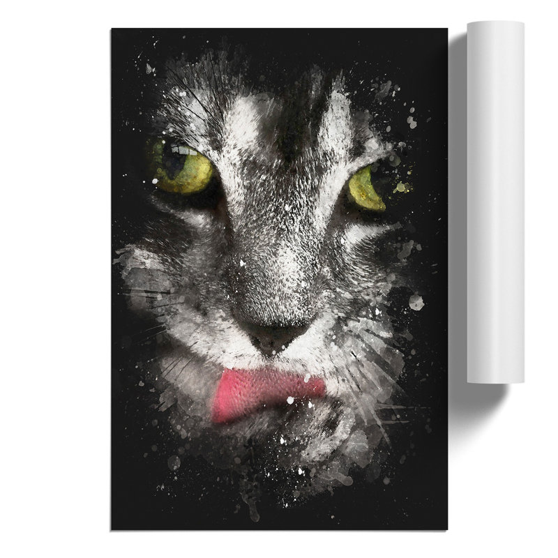 Portrait of a Cat Paint Splash - Frameless Print, 30cm H x 21cm W x 0.1cm D
