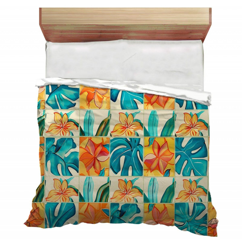 Trendy Floral Plush Microfiber / Polyester Comforter, Queen Comforter