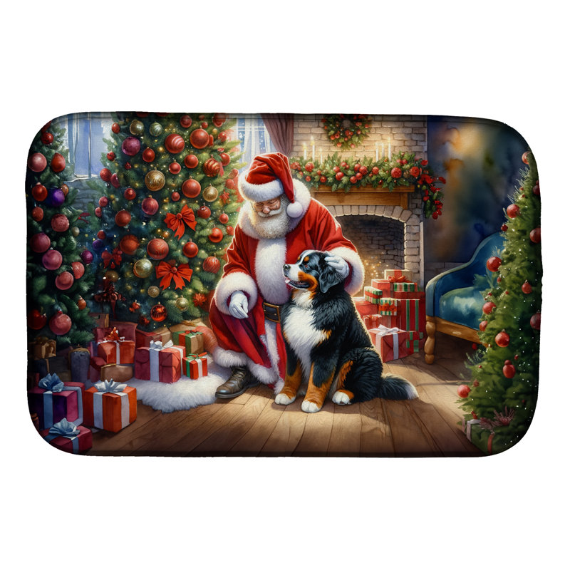 Tapis de vaisselle bouvier bernois et père Noël
