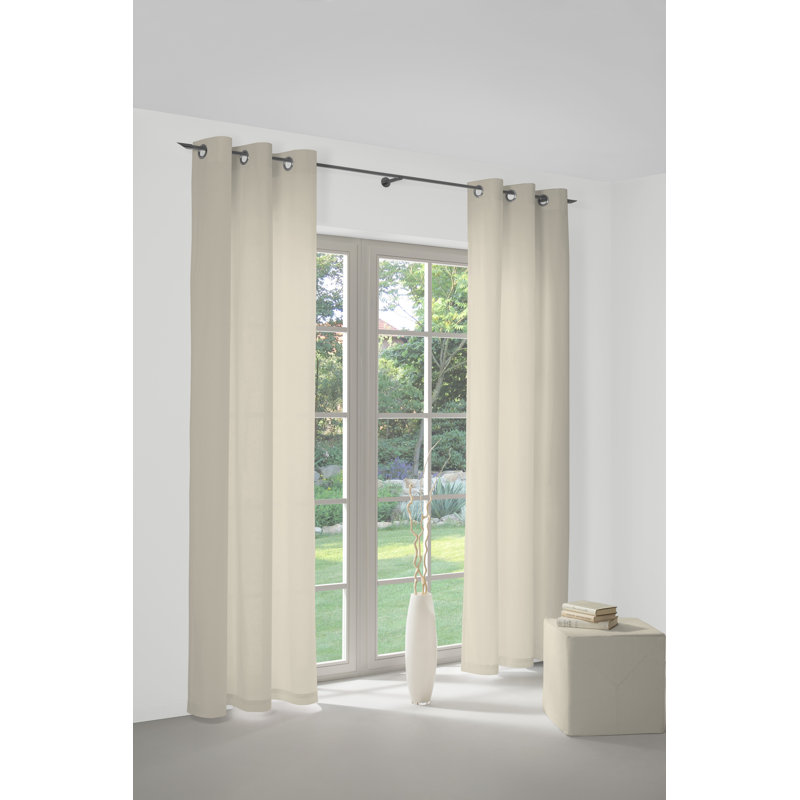 Polyester Blackout Grommet / Eyelet Curtain Panel, Beige, 142cm Width x 295cm Drop