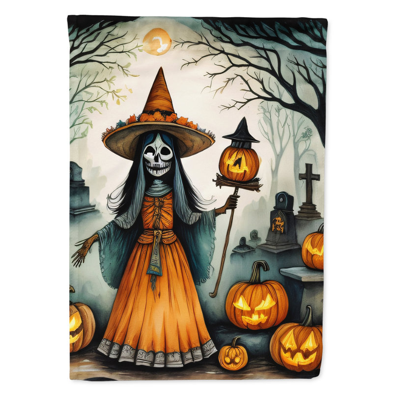 Double Sided 40'' H x 28'' W Polyester Halloween House Flag