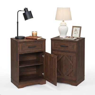 Laziza 32-inch Tall Nightstand with Adjustable Shelf and Drawer (Set of 2)