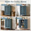 Armoire creuse sculptée rétro avec tablette réglable, armoire de crédence autoportante et salon à 2 portes, bleu antique-1457000830