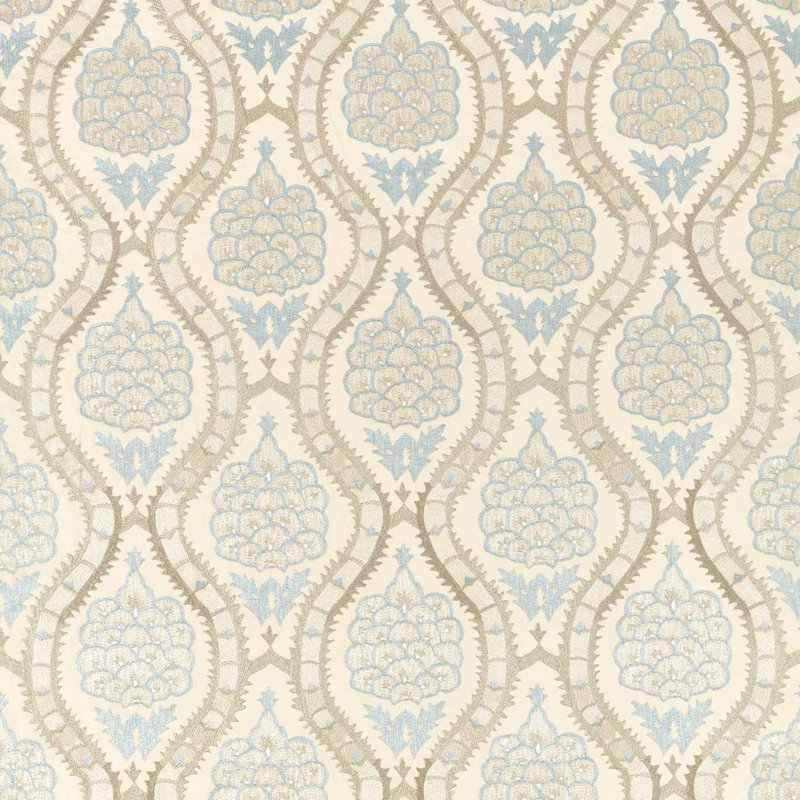 Anar Trellis Fabric, Stockholm Blue/Platinum Gray