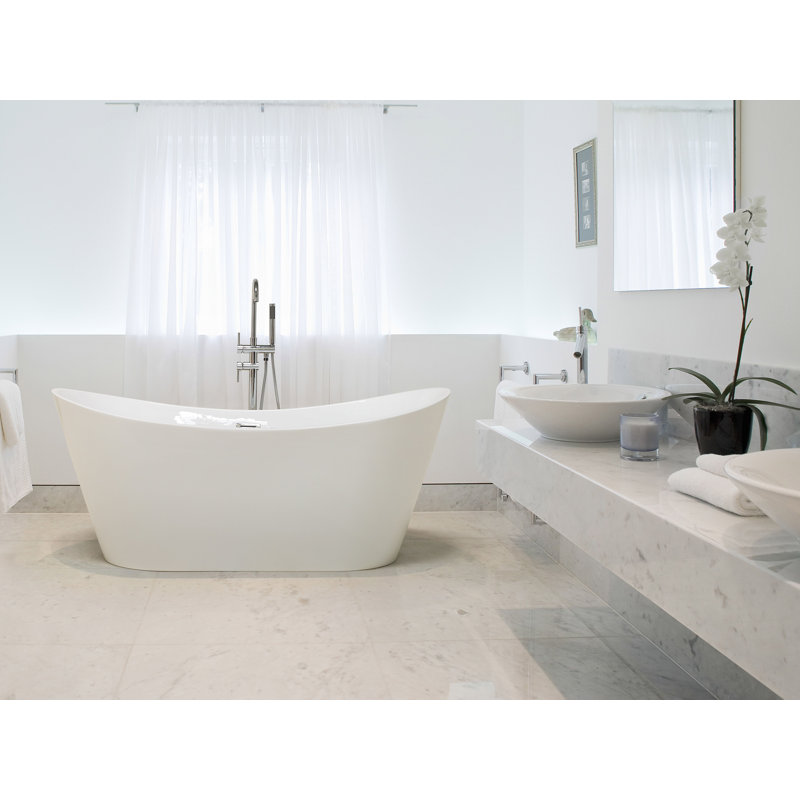 Arick 1800mm x Freestanding Soaking Acrylic Bathtub, 72cm H x 88cm W x 180cm D