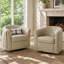 Fauteuil demi-tonneau pivotant en similicuir crème Parlington-1775895628