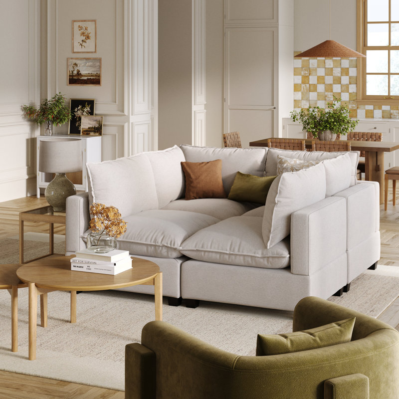 Canapé nuage moderne en tissu doux Somerdale, Beige