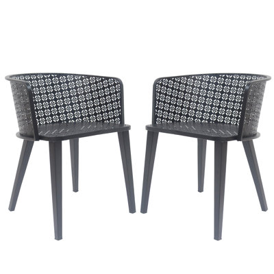 Chaise de salle à manger d'extérieur en fer noir 2 - rouille, convenant à divers espaces, l 21,99 po x P 21,39 po, H 2 pièces, jardin à esthétique et fonctionnel à assembler, porche inclus
