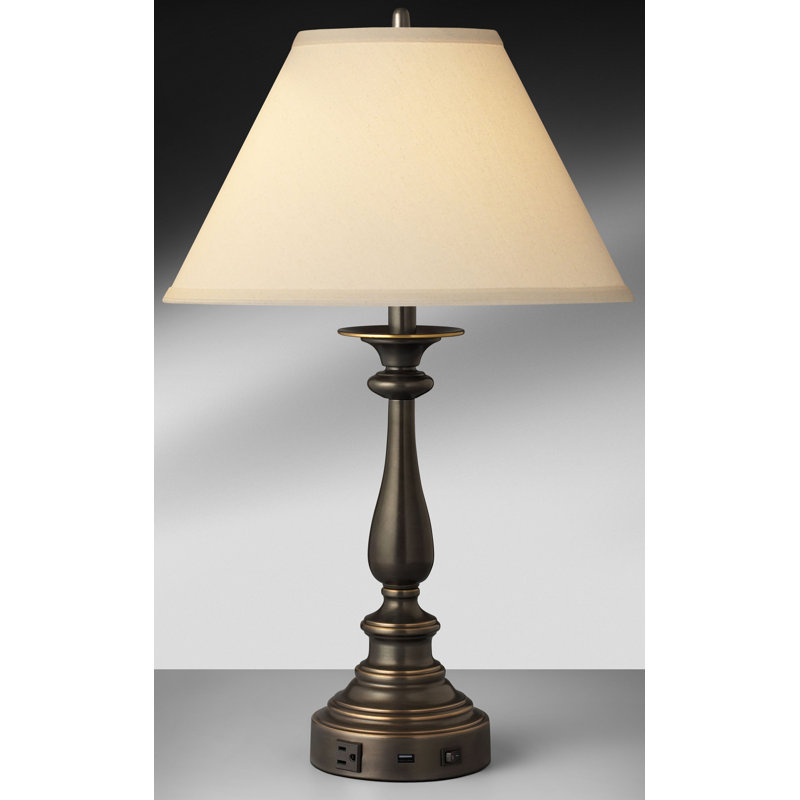 29" Madison Bronze Single Nightstand Lamp with USB Port