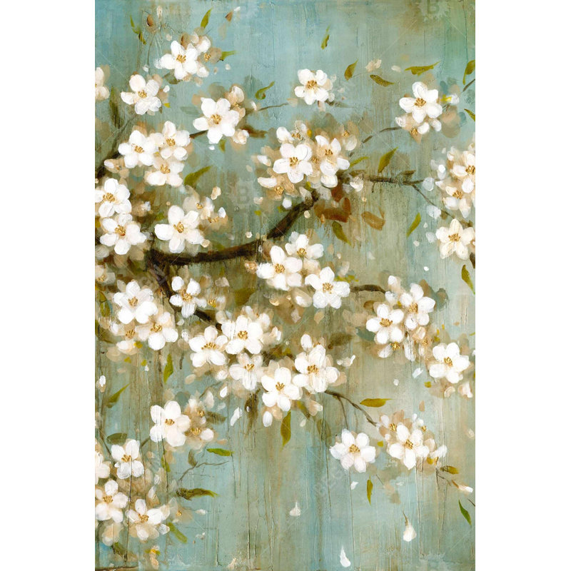 «White Cherry Blossom - Toile romantique encadrée», H 37,25 po x l 25,25 po