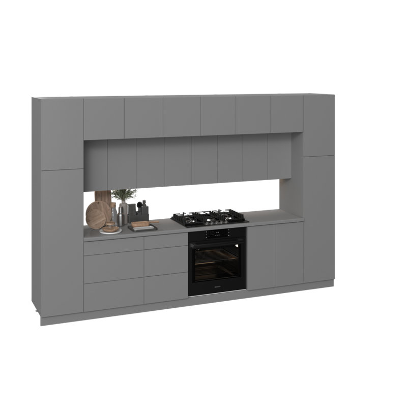 WALLKITCHENS FK-LUXE - Cuisine complète moderne en panneau de fibres à densité moyenne gris l 143 po x P 24 po x H 96 po 