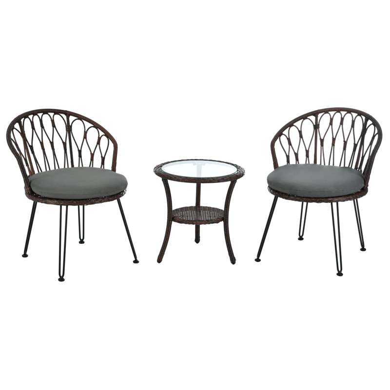 Ensemble de patio confortable en fer et en rotin pour la détente