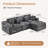 108.08 Inch Oversized Boneless Sectional Couch, Gery Modern L-Shaped Modular Sofa With Ottoman, Corduroy Upholstered Cloud-Like Deep Seating 3-Seater Furniture, No Assembly Needed For Living Room-365336767
