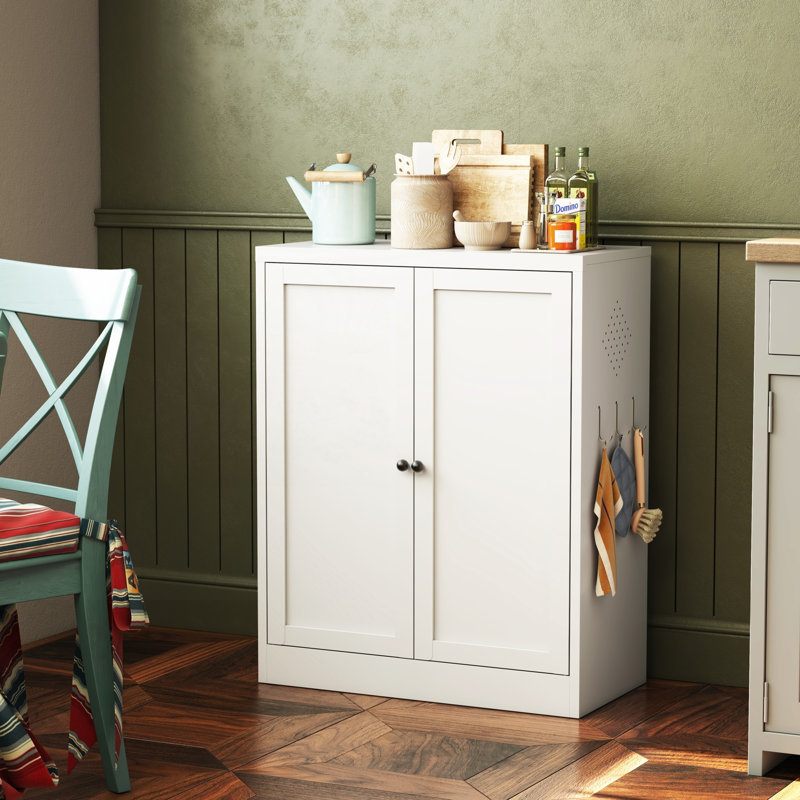 Garde-manger compact en métal avec tablettes réglables et évents latéraux