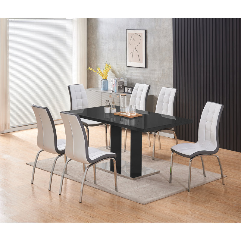 Calvion 6 - Person Dining Set, White/Silver