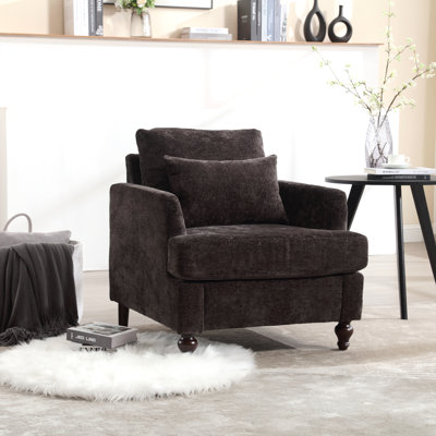 Fauteuil avec cadre en bois, fauteuil d'appoint moderne pour le salon, fauteuil club capitonné, fauteuils modernes de style Mid-Century avec structure cloutée en bois massif