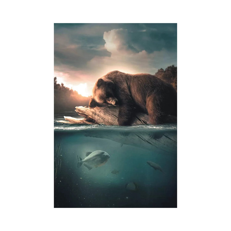 Bear Floating by Zenja Gammer - Print on Canvas, Wrapped Canvas, 30.48 cm H x 45.72 cm W