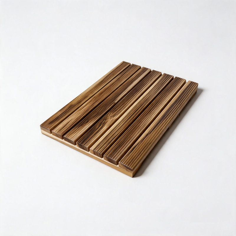 Petties Bathroom Anti-Slip Teak Wood Mat, 21" L x 14" W