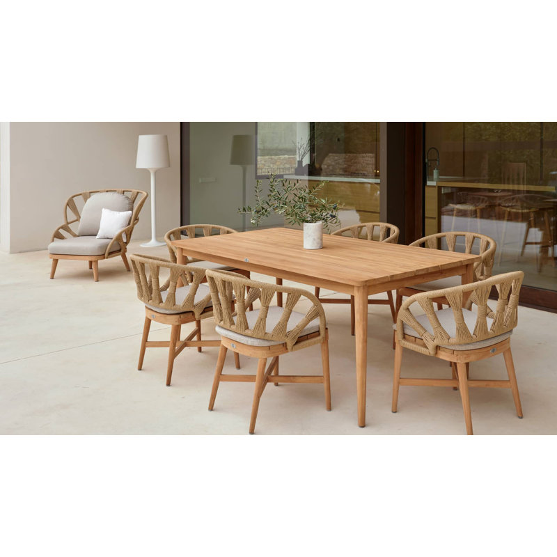 Krabi Outdoor Teak Dining Armchair, Canvas Natural Sunbrella® Canvas