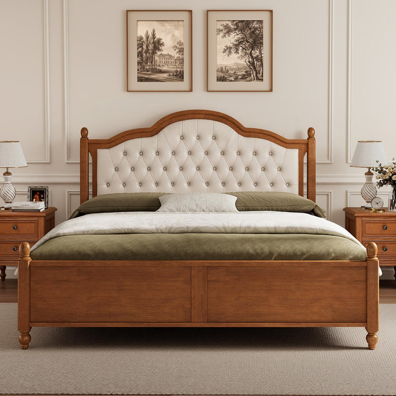 Lit plateforme tapissier Bilal, Très grand, Walnut