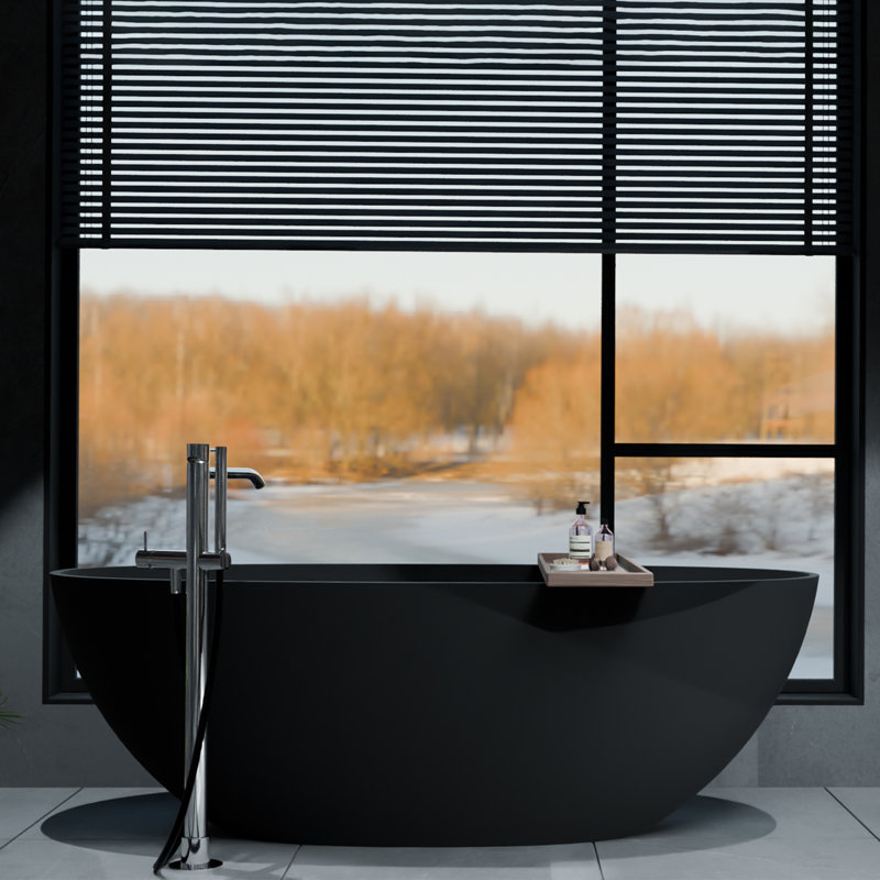 Baignoire de trempage autoportante 65 po en noir mat 65 po