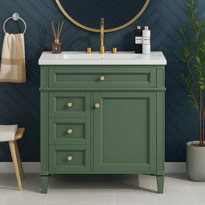 Meuble-lavabo 30 po avec comptoir simple, 2 tiroirs et tiroir basculant