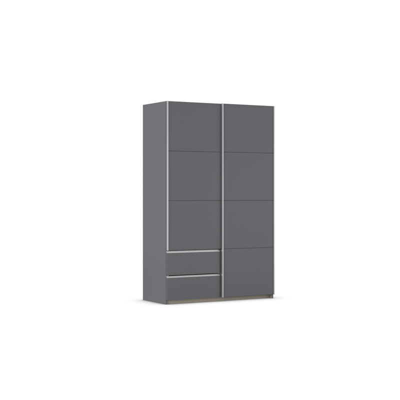 Sevilla sliding door wardrobe, 210cm H x 131cm W x 59cm D, Gray Netallic/Aluminum Colored