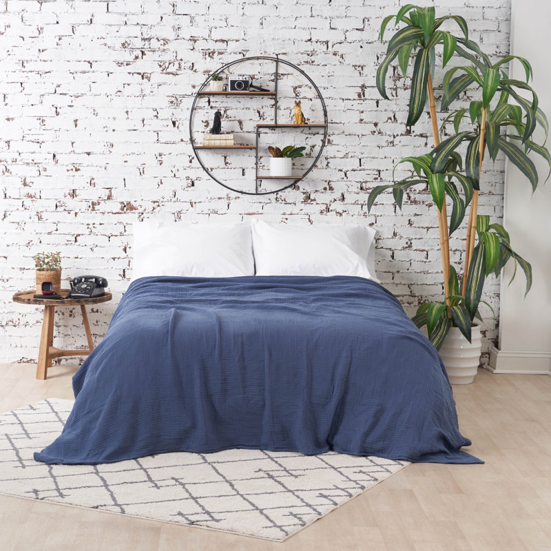Ryker Moonbeam Gauze Coverlet, Indigo, Twin Coverlet