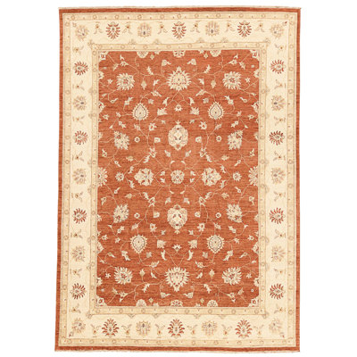 High-Quality Hand-Knotted Rust And Ivory Area Rug