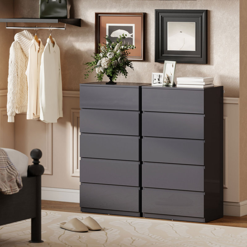 Macray 53cm W 5 - Drawer Chest of Drawers, Grey