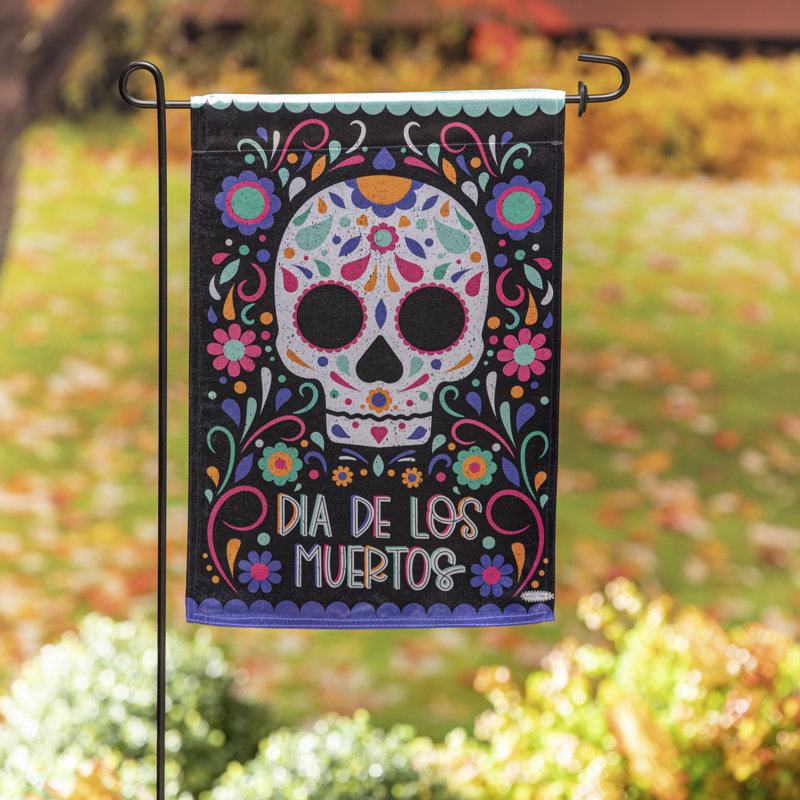 Drapeau de jardin en polyester à double face 18 x 13 po Jour des Morts