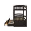Lit superposé simple au-dessus d'un lit simple en bois avec tiroirs et lit gigogne-572203551