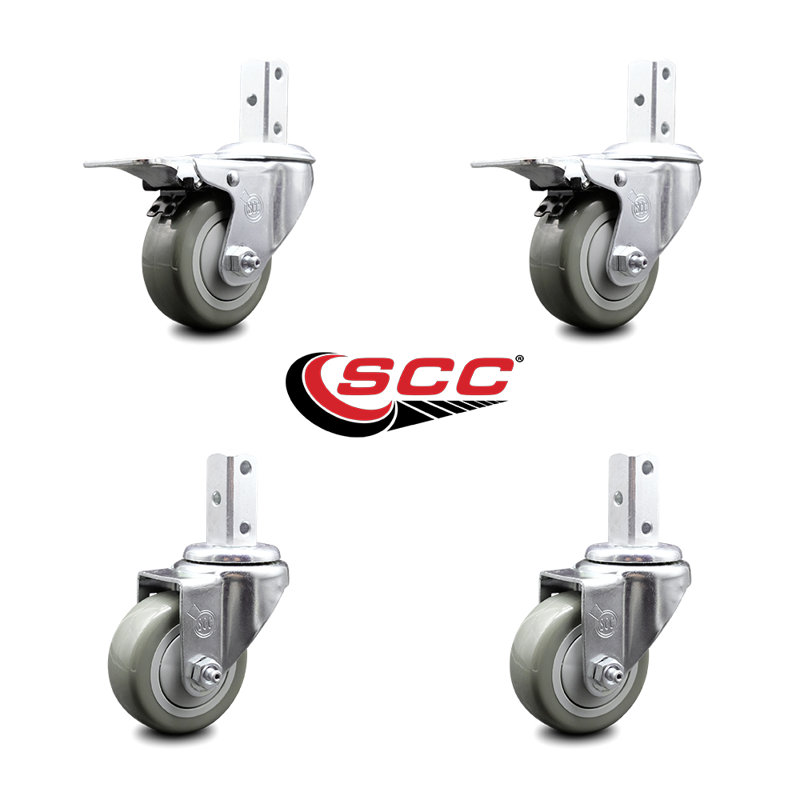 Swivel / Square Stem Caster Set, Gray