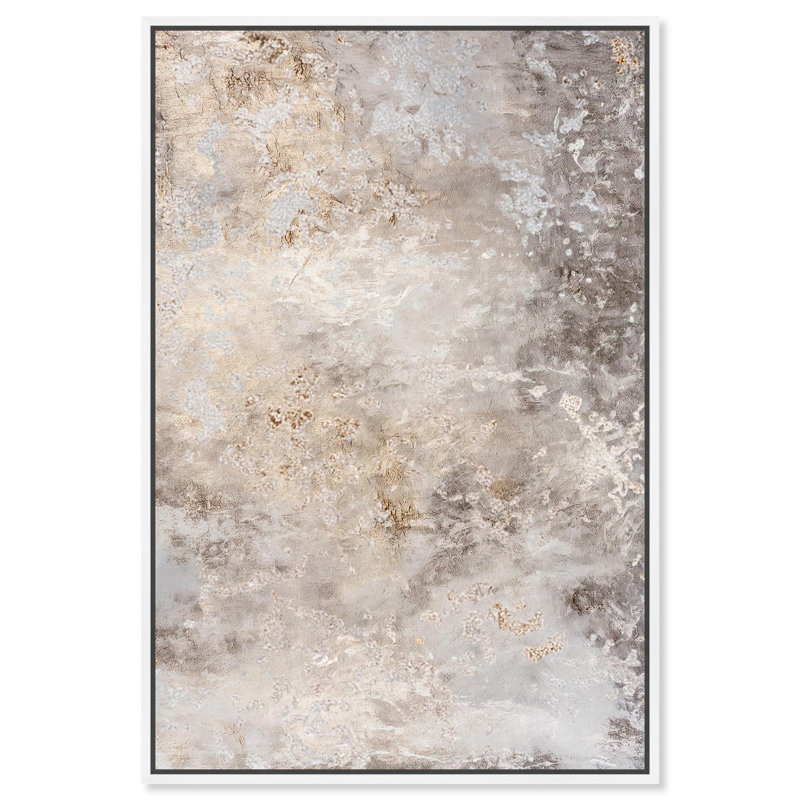 «Sandstone Mirage Canvas Elegant Gold Abstract» par Art Remedy, Cadre blanc, H 16 po x l 11 po